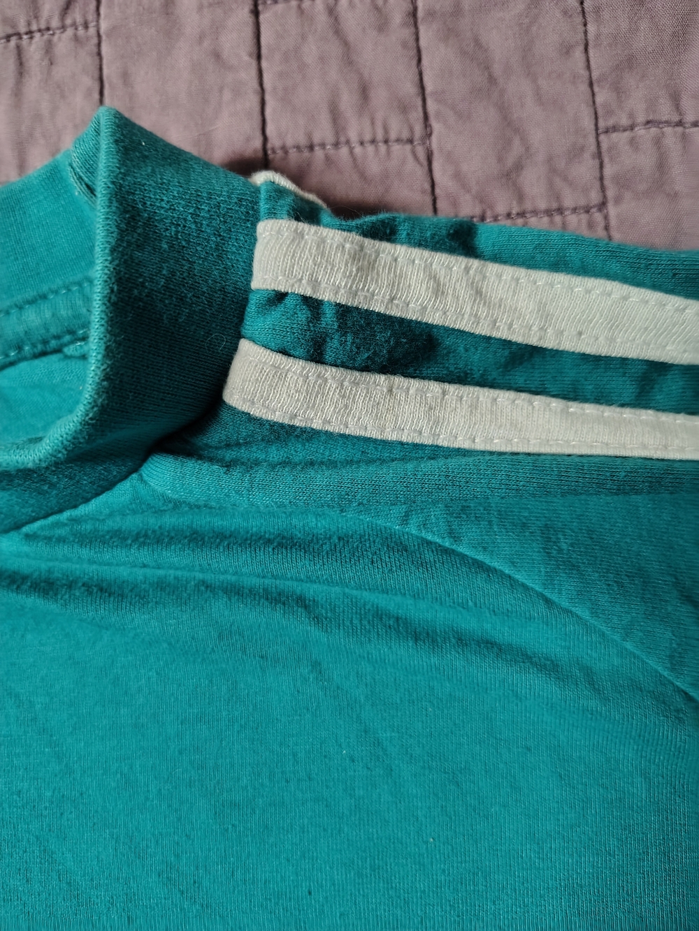 Vintage Adidas Trefoil T Shirt Large Teal Green 3 Stripe Sleeve Blue Tag - Picture 4 of 5